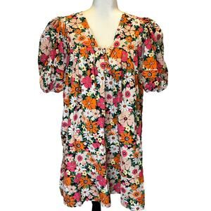 Karlie floral puff sleeve v-neck babydoll dress Size Small
